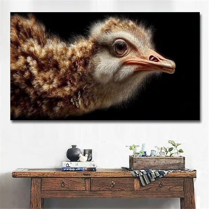 Paint by Numbers Kit for Adults Ostrich Painting by Numbers Animal DIY Kits for Adults Canvas Painting Crafts, Hobbies for Women Beginner for Home Wall Decor Art Gifts Without Frame 24x48Inch R-3L45