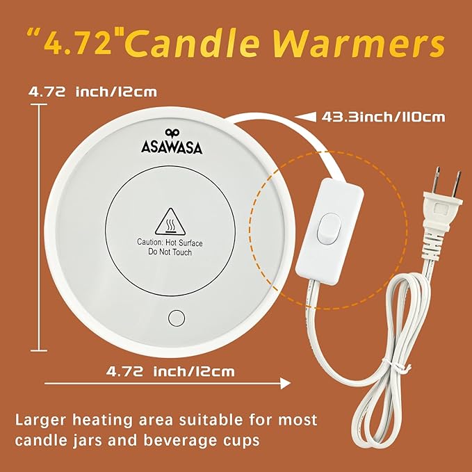 ASAWASA 2PCS Smart Candle Warmer for Large Jar, Coffee Mug Warmers, with Gravity Switch Auto Shut-On/Off, Safely and evenly Release The Aroma, Keep The Drink Warmth, Best Ideals Valentines Day Gifts