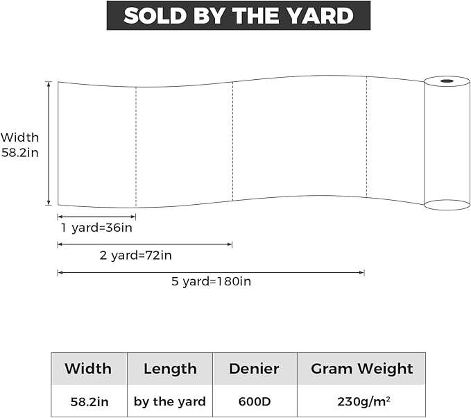 Waterproof Canvas Fabric by The Yard, 58inch 600D Upholstery Fabric Polyester Material Outdoor Water Resistant Material for Sewing Chair Patio Cushion Bag Sofa Seat Repair, 5 Yard Coffee