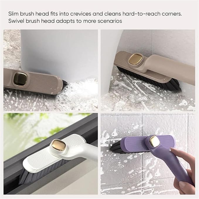 Multi-Function Rotating Crevice Cleaning Brush, 360 Degree Rotating No Dead Corners Hard Bristle Crevice Gap Brush Tool for Bathroom Household Kitchen (White 2pcs)