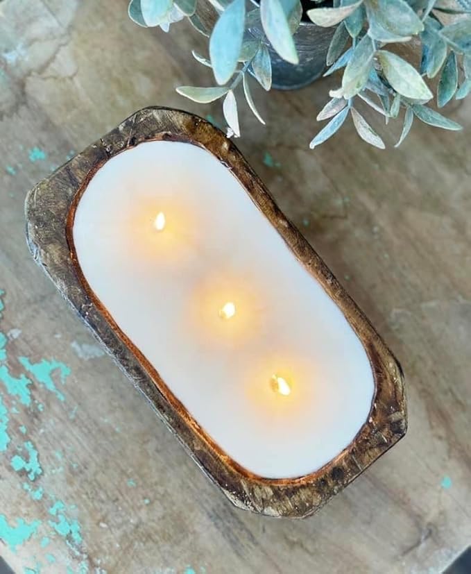 Aira Christmas Dough Bowl Candle - Organic, Kosher, Vegan, Hand Carved Wood Bowl Candle w/Essential Oils - Hand-Poured 100% Soy Candle Wax - Paraffin Free, Long Lasting - Holiday Mistletoe - 13 Oz