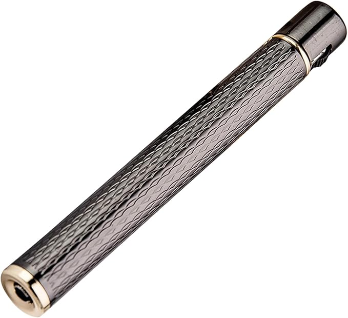 Lighter Cigarette Shaped Butane Refillable Fire Starter with Back-up Flints Gifts for Men Women Lady (Excluding Butane) (Black)