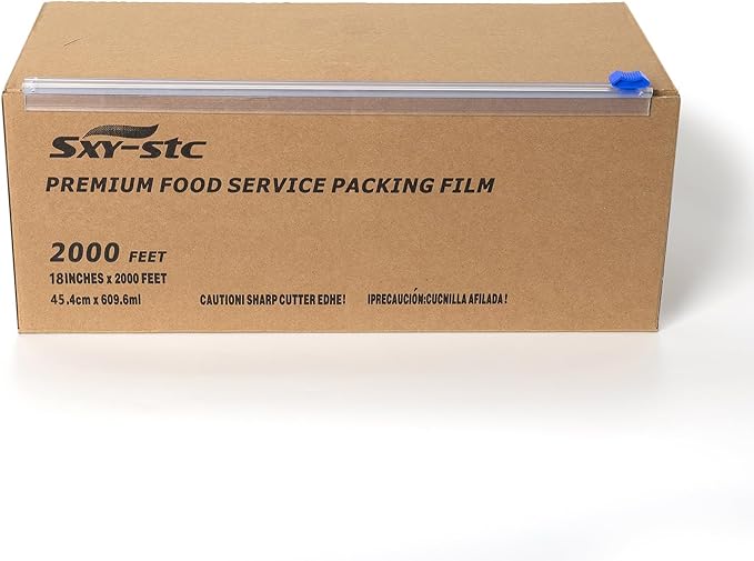 Plastic Food Wrap With Slide Cutter 18"Wide 2000Feet Long 3000 Square Feet Home And Commercial Use Food Service Thick and Durable Enough For Daily Life