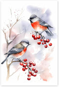 GUAIEUW Red Fruit Red Bird Diamond Painting Kit for Adults, Full Round Diamond Cardinal Bird 5D Diamond Painting DIY Art Crafts for Winter Home Wall Decor Holiday Gift 16x24 Inch