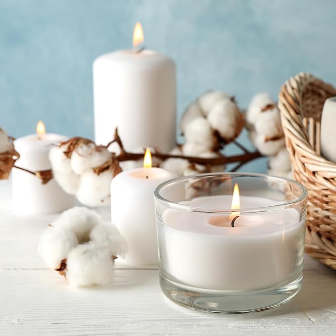SHOWIN Thick Candle Jars for Making Candles 16 Pcs, 4 OZ Empty Jars with Wood Lids for Candle Making, Sample Container - Dishwasher Safe,Clear Gray