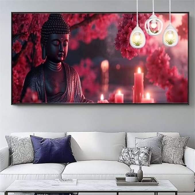 Paint by Numbers Buddha Large Paint by Numbers Kit for Adults Candle 8x24in DIY Colorful Canvas for Acrylic Painting Kit with Paints/Brushes,Mosaic Drawing Paintwork Art Crafts,Decor Gifts,XYY-292