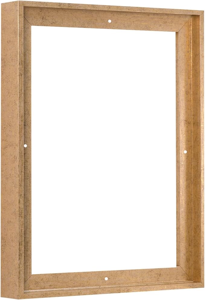 Pixy Canvas Floater Frame 6x8 for 1-1/2 (1.5) inch Deep Canvas Paintings/Canvas Prints/Wood Canvas Panels/Wall Art/Wall Decor/Home Decor/Artwork (Scratched Gold & Cream, 6 x 8 inch, Portrait)