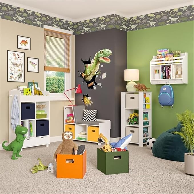 RiverRidge Home Bookshelf for Kids Toy Storage Cabinet with Cubbies Book Nook Area- 4 Cubbies, 2-Slot Bookrack, 2 Drawers & Hooks for Kids Toys, Games & Book Storage Fits RiverRidge Folding Cubby Bins