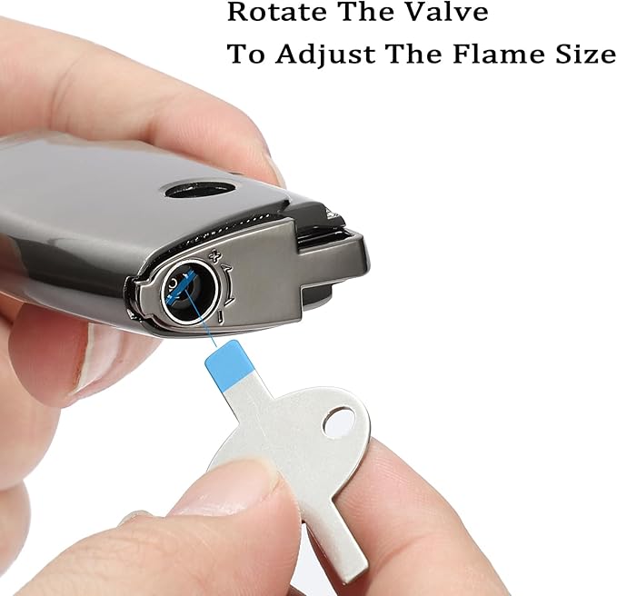 Double Torch Butane Lighter with Punch, Jet Windproof Lighter with Keyhole, Refillable and Adjustable, Great Gift for Men and Women, Sold Without Butane(Black)