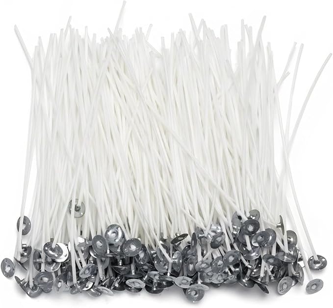 160Pcs Candle Wick, Low Smoke 6 Inch Pre-Waxed Cotton Wick with Tabs, Natural Cotton Core for Candle Making, Soy Candle DIY