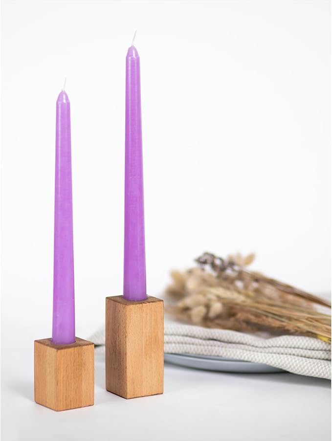 CANDWAX 12 inch Lilac Taper Candles Pack of 4 - Unscented Smokeless Dripless Candlesticks - Perfect as Easter Candles and for Special Occasions, Ordinary Dinners, Holidays - Lavender Candle Sticks