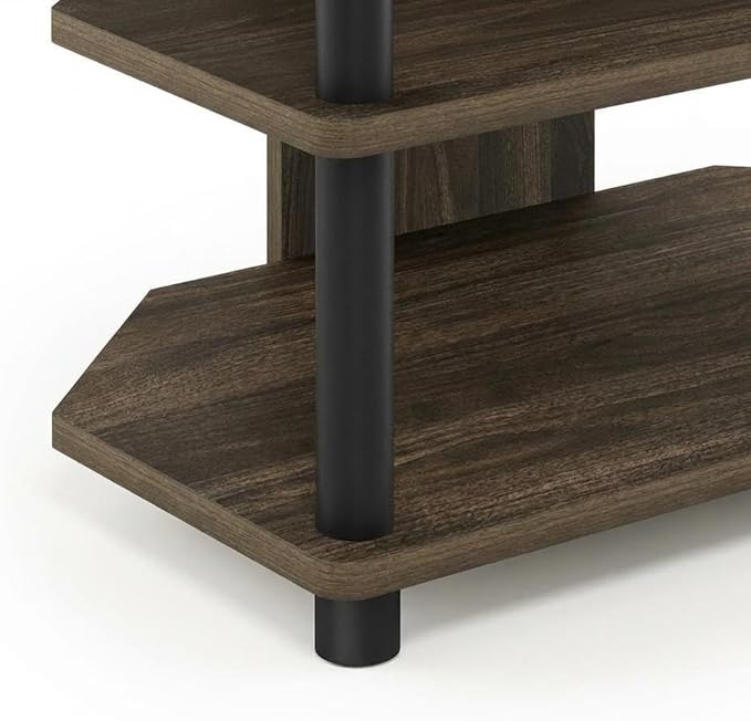 Furnifact White 4-Tier Petite TV Stand, Wood, Modern Design, Walnut/Black Finish, Space-Saving, Durable Storage