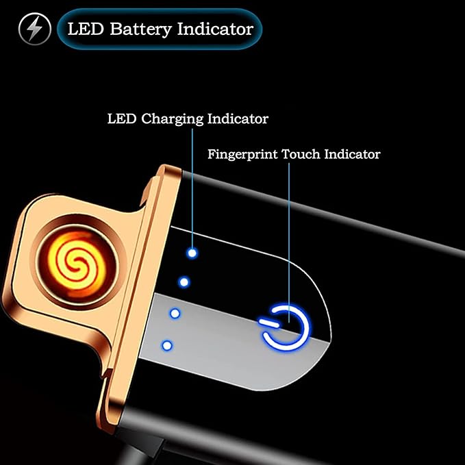 Electronic Lighter Smart USB Rechargeable, Mini Portable Design with Touch Dual-Sided Ignition - Windproof and flameless, Featuring Plasma Technology, Battery Indicator, and Lightweight Build (Blue)