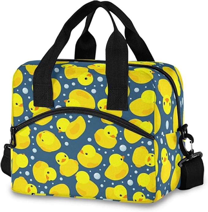 CBBYY Rubber Ducks Lunch Bags for Women Men, Reusable Insulated Lunch Box, Adjustable Shoulder Straps Tote Lunch Bag for Work Picnic School