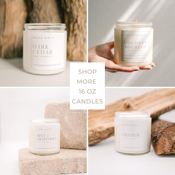 River Birch Candles Tobacco Vanilla Scented Candle | Premium, All-Natural, Non-Toxic, Soy Candles | 16oz 90 Hr Burn Time | Cozy Relaxing Gifts for Home