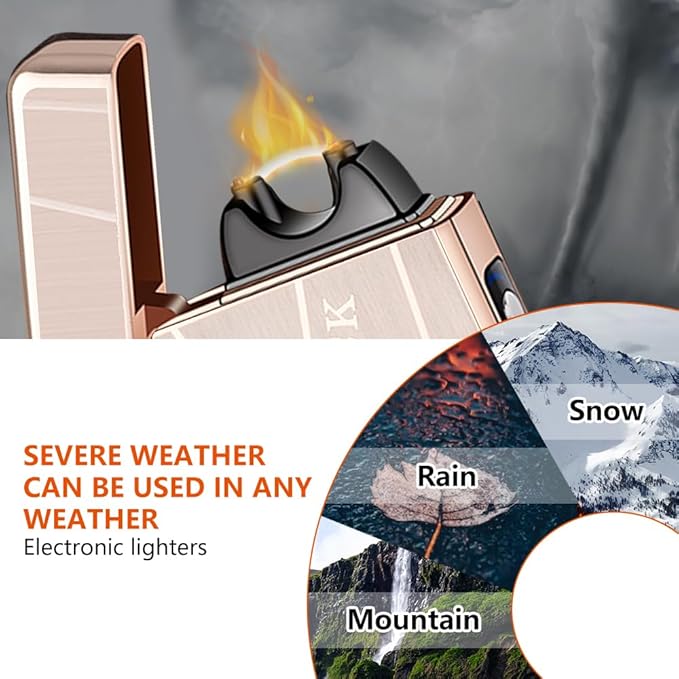 GADATOP Vintage Lighter Rechargeable Arc Flame Cool Design Electric Lighters with LED Battery Indicator and Packaging Box for Camping Hiking Travel Essentials (Charcoal)