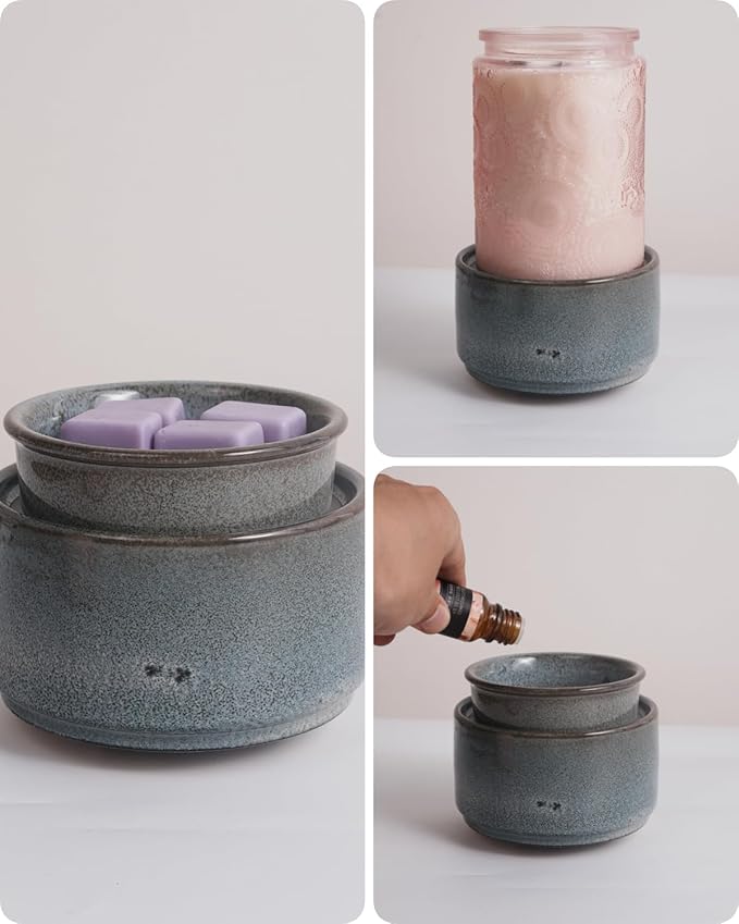 Ceramic Electric Wax Melt Warmer & Cube Oil Melter Cute Small Warmers Aromatherapy for Home Decorative Burner Melts Scented Candle Tart Scent Warm Fragrance (Blue Mix)