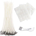 EricX Light 8 inch Candle Wick with Candle Wick Stickers and Candle Wick Centering Device,60 pcs for Candle Making