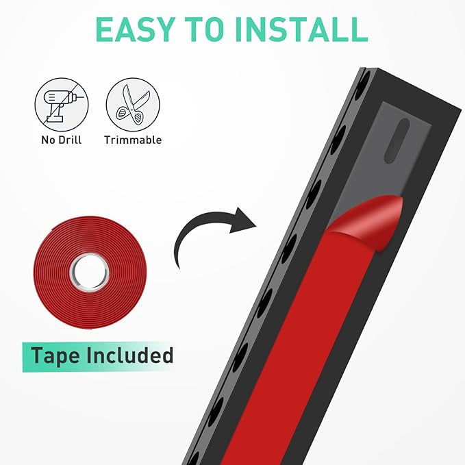 ENONCI Updated Cable Raceway Kit - 77 (5x15.4) Inch Open Slot Wire Covers for Cords, Under Desk Cable Management System to Hide Under Desk/Tv/Computer/Net/Power Cords, (Pack 5)