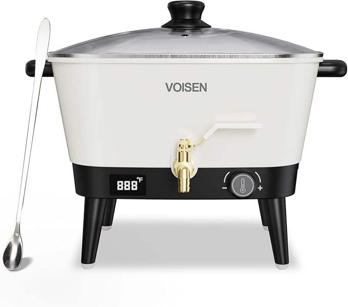 VOISEN Wax Melter for Candle Making, 8Qts Candle Wax Melting Pot with Spout for Soy Wax Soap Base, Electric Wax Melter for Candle Making with Temp Control, Easy Pour,Non-Stick(White)
