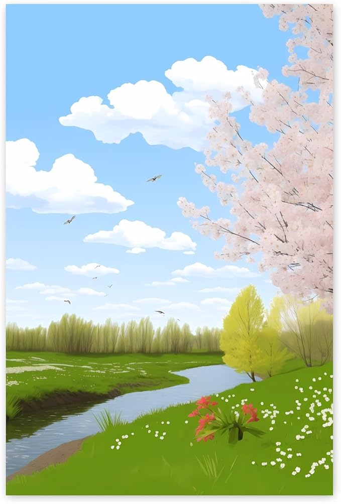 GUAIEUW Spring Grass Growing Diamond Painting Kit 5D Season Themed Diamond Painting - by Number Full Round DIY Art Painting Kit for Adults, Warm Room Decor Personalised Gift 20x30 Inch