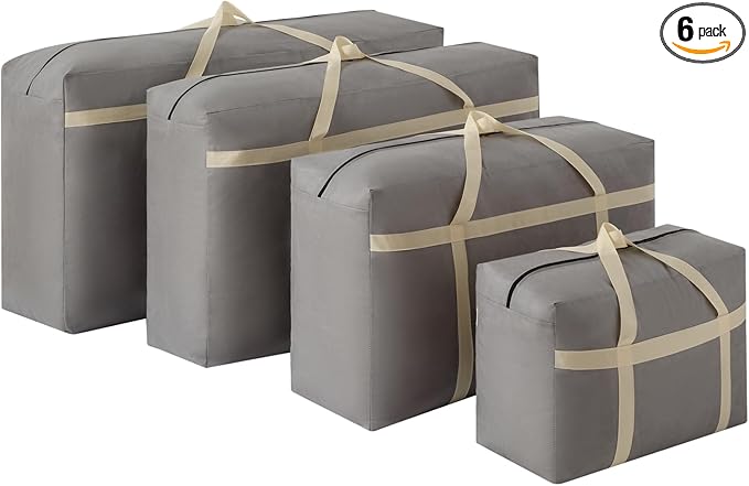 4 Pack 230L Extra Large Moving Bags with Zippers & Carrying Handles, Heavy-Duty Storage Tote Moving Boxes for Space Saving(brown, 4Pack*230L)