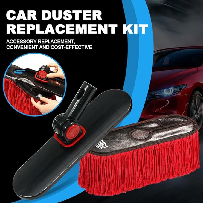 Fit Car Duster,Replacement Kit,Scratch Free Car Feather Duster for Truck,SUV,RV and Motorcycle,Wax Cotton Hair(2Mops & 1Board)