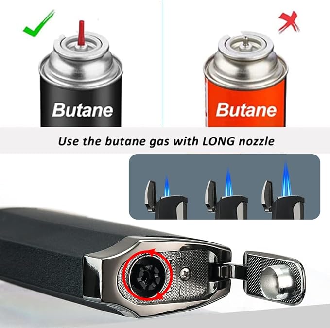Metal Lighter Double Jet Flame Lighter refillable Gas lighters with Punch Shipped Without Gas (Black Crackle)