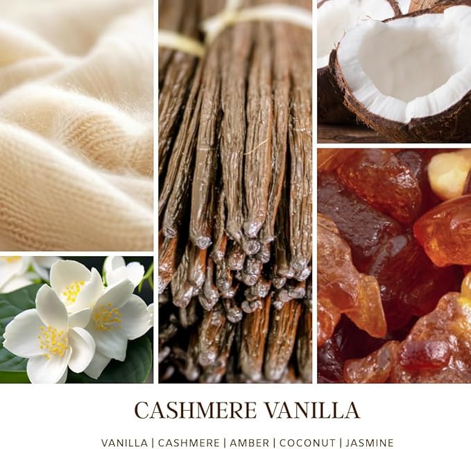 Crackling Wood Wick Vanilla Cashmere Scented Candle Natural Soy Wax 50 hrs Long Lasting Hand-Poured Highly Scented Crackle Wooden Wick Soothing Sound