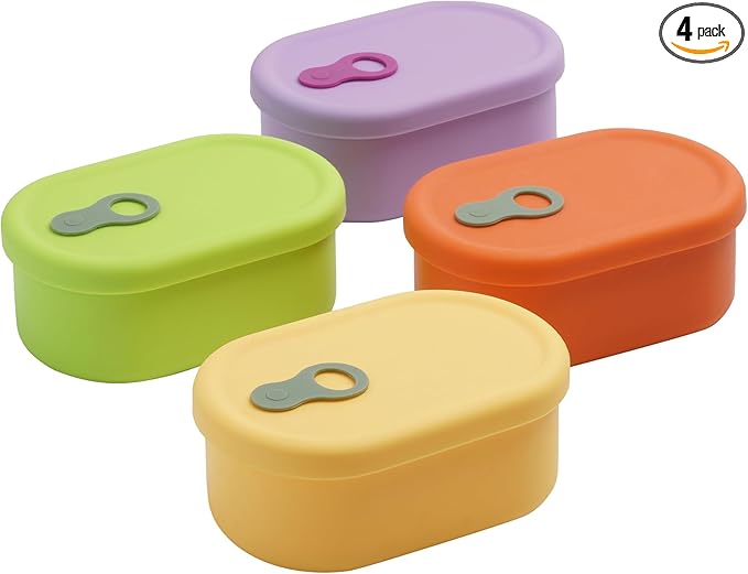 Premium Korean-Made Silicone Airtight Food Container with Steam Vent – BPA Free, Leakproof, Microwave & Freezer Safe Meal Prep. & Leftovers Storage (4p Multi-Color Set, 17 floz (500ml))