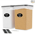 DWËLLZA KITCHEN Large Flour Sugar Storage Containers Set of 2; 175 FL. oz - 5.2L Plastic Airtight Food Storage Containers with Lids for Kitchen Pantry Organization - Food Containers, Labels & Marker
