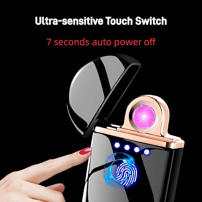 Spinning Arc Lighter, Windproof Flameless Electric Lighter, Touch Sensor Electronic Lighters, USB Rechargeable, with Dynamic Cool LED Lights, Dragon (Polished Gold)