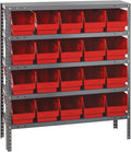 Quantum Storage Systems 1239-202RD Store More Steel Shelving Unit with 6" Shelf Bins, 12" D x 36" W x 39" H, Red