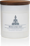 Carolina Moss & Sea Salt Scented Candle, 16 oz Wellness Relaxing Aromatherapy Candle, 2 Wick White Jar Soy Blend Wax, Candles for Home, 60H Burn - Made in The USA