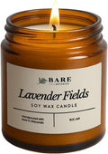 Bare Botanics Lavender Fields 9oz Soy Candle - 100% Plant-Based Fragrance Oils - Premium, Non-Toxic Candle - Softly Scented Natural Soy Wax - Handpoured in WI - 40 Hrs Long Burning & Ready to Gift