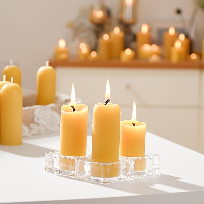 Small Pillar Candles 20-Pack - 10-Hour Long Burning 100% Natural Beeswax Candles, Perfect for Everyday Use, Home & Travel, Power Outages，Classic Pillar Style (3.5"x1.3")