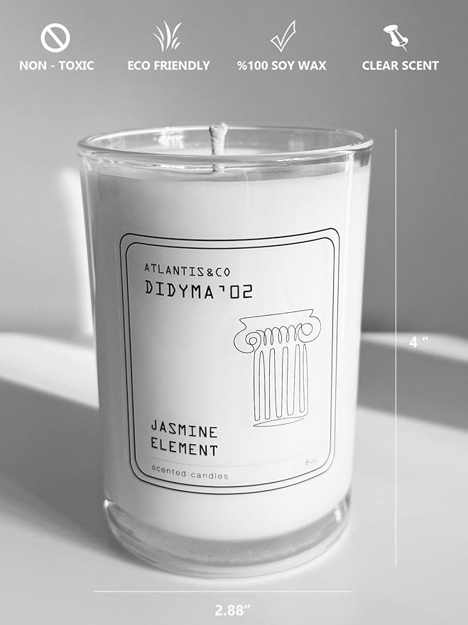 Jasmine Element Scented Candle, 8oz Jar with Long-Lasting Burn, Giftable, Holidays,Birthdays