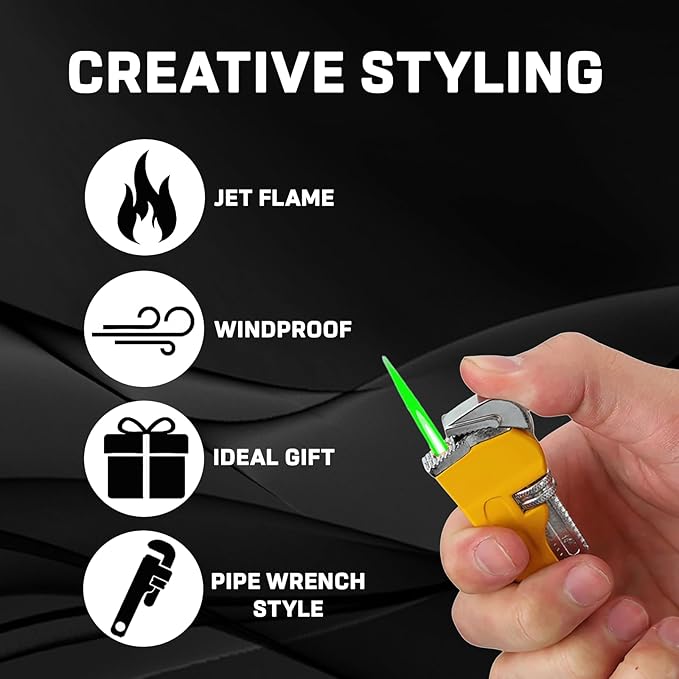 Creative Novelty Tool Shape Torch Lighter，Windproof Design Adjustable Refill Butane Lighter for Camping Grill Candles Birthday(Without Butane Gas) (10#)