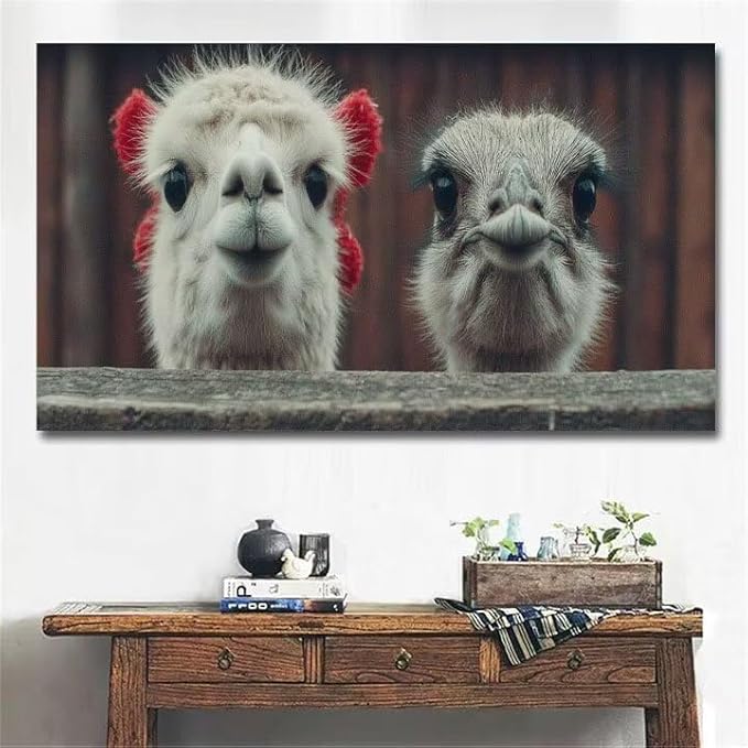 Paint by Numbers Kit for Adults Alpaca Painting by Numbers Ostrich DIY Kits for Adults Canvas Painting Crafts, Hobbies for Women Beginner for Home Wall Decor Art Gifts Without Frame 24x48Inch Q-2639