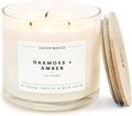 Calyan Wax Co. Oakmoss & Amber 3 Wick Scented Candle - 43 Hour Burn - Luxury 3 Wick Soy Candles - Non Toxic Soy Wax Candles - Long Lasting Large Glass Jar Candle for Home - 14.9oz