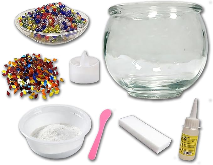 wpdash Turkish Mosaic DIY Candle Holder Set Artistic Glass Decorative Tealight Stand for Kid' Nightstand & Living Room Decoration Parent-Child Interactive Handmade Craft Creative Festival Gift