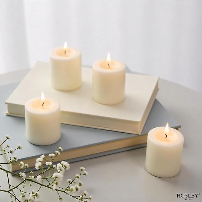 Hosley Set of 72 Unscented Ivory Votive Candles – Bulk Pack, Clean-Burning, Long-Lasting 10-12 Hour Burn Time – Ideal for Weddings, Home Décor, Spa, and Events