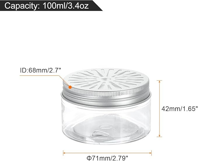 HARFINGTON 8 Pcs Empty Scent Beads Storage Container 3.4oz/100ml Air Freshener Tins Round Refillable Spice Containers Plastic Jars Sample for Air Freshener Candles Travel Storage