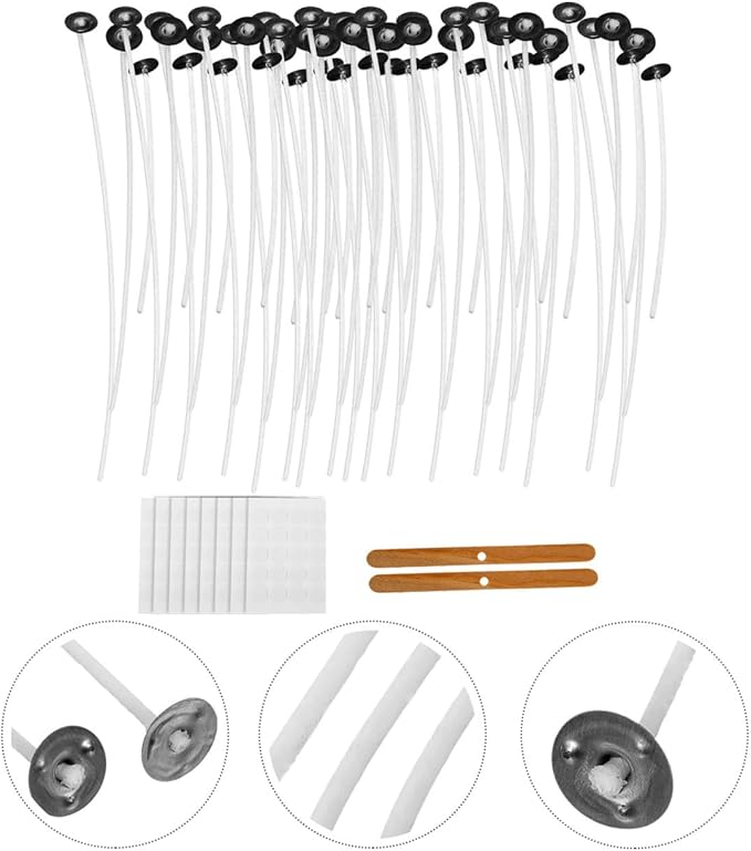 DIY Candle Making Kit with Candle Wicks Wick Stickers and Wooden Holders for Beginners and Home Crafting Projects