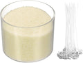 MECCANIXITY Pearled Sand Candles with 30 Pcs Wicks 14Oz / 400g Candle Beads Refillable Powder Sand Wax Making Kit for Thanksgiving Christmas Wedding Party DIY Home Crafts, Beige