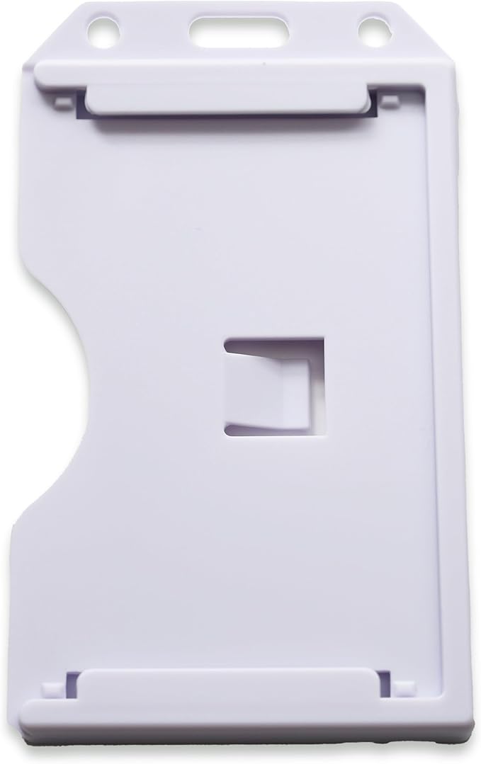 2 Pack - Heavy Duty 2-Sided Rigid Multi Card Holder - Hard Plastic Vertical ID Badge Holders for 2 Standard or Thick Prox Cards, Fuel Card, CAC, Work Badge, or Credit Cards by Specialist ID (White)