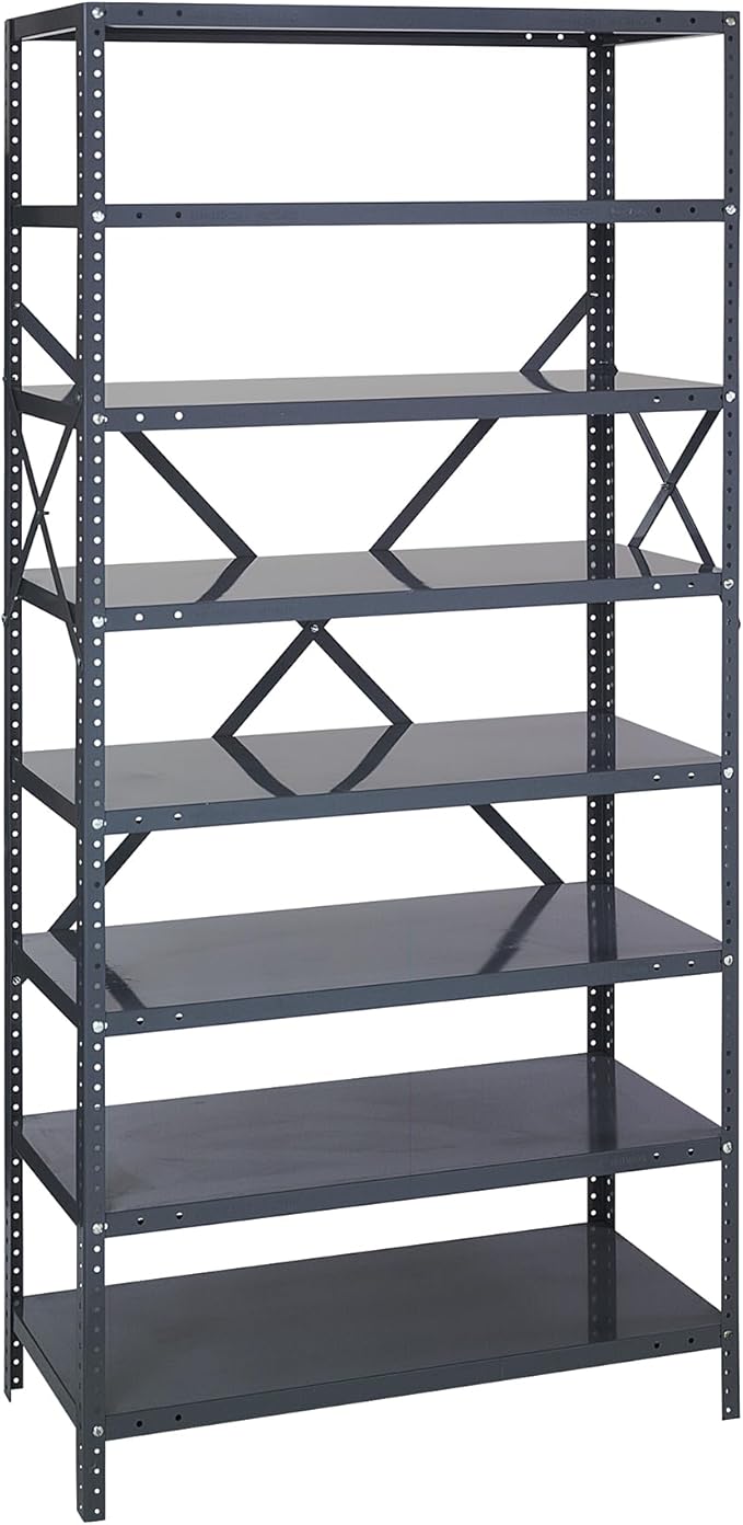 Quantum Storage Systems 75-1236-8 IRONMAN Solid Heavy Duty 8 Shelves 75" H x 36" W x 12" D