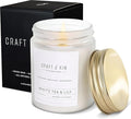 Craft & Kin White Tea & Lily Scented Candle | 8 Oz 45 Hour Long Lasting | Classic Soy Scented Woodwick Holiday Candles | Made with Natural Soy | Winter Candles Gifts for Men and Women