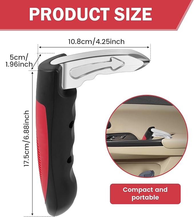 Car Cane Door Handle for Elderly, 2 in 1 Multifunction Vehicle Support Handles, 2Pcs Portable Car Door Assist Handle, Automotive Car Handle Assist for Elderly(red)