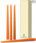10-Inch Tall Dripless Taper Candles Set of 4 - Burnt Orange Tapered Candles, Perfect for Wedding,Dinner - Smokeless, Unscented, Long Burning - Hand Poured, Colored Tall Candlesticks